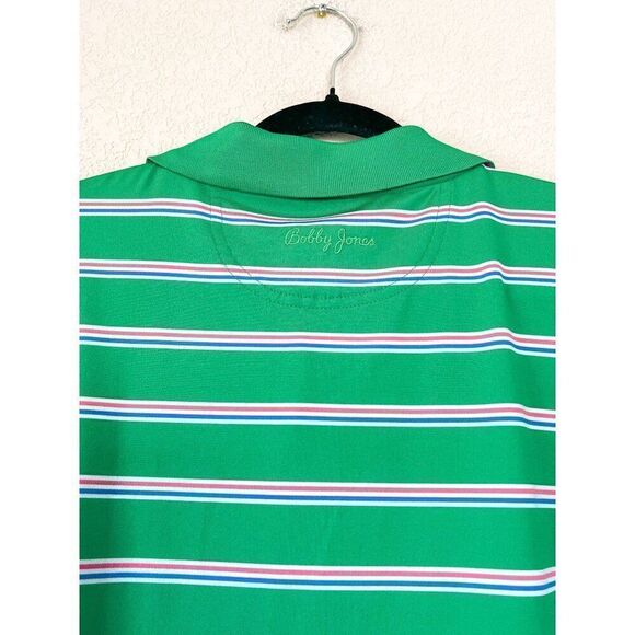 Bobby Jones X-H20 Golf Performance Green Striped Polo Size Large - Picture 4 of 5